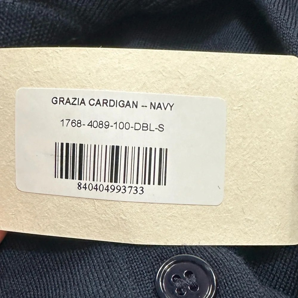 Doen Grazia Navy Blue 100% Merino Wool Cardigan Sweater Size Small NWT NEW